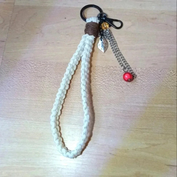 Handmade Other - Macrame Wristlet Handmade Keychain White and Brown